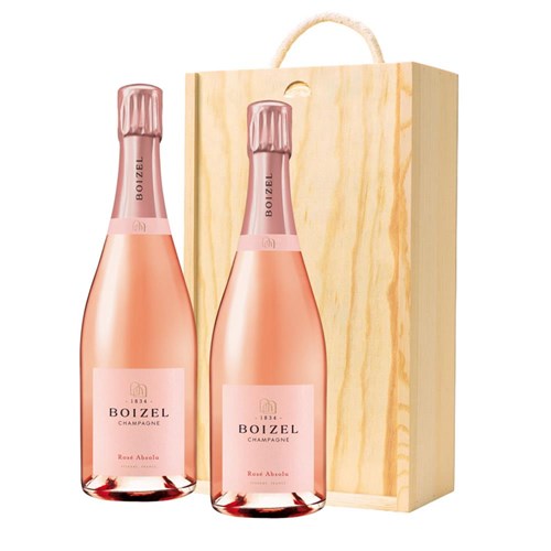 Boizel Rose  NV Champagne 75cl Two Bottle Wooden Gift Boxed (2x75cl)